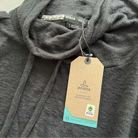 🆕 NWT Prana Freida cowl neck black knit top size large - Picture 5 of 12